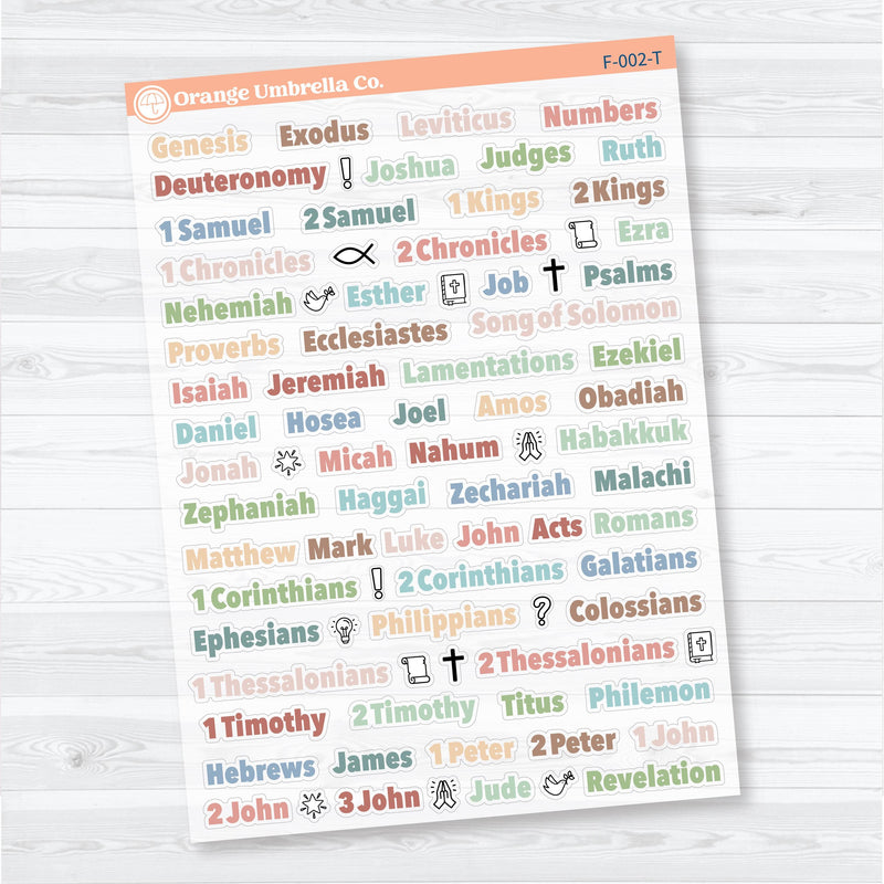 Medium Books of the Bible | Bible Journaling or Planner Stickers | Faith Based Stickers | F-002-CM