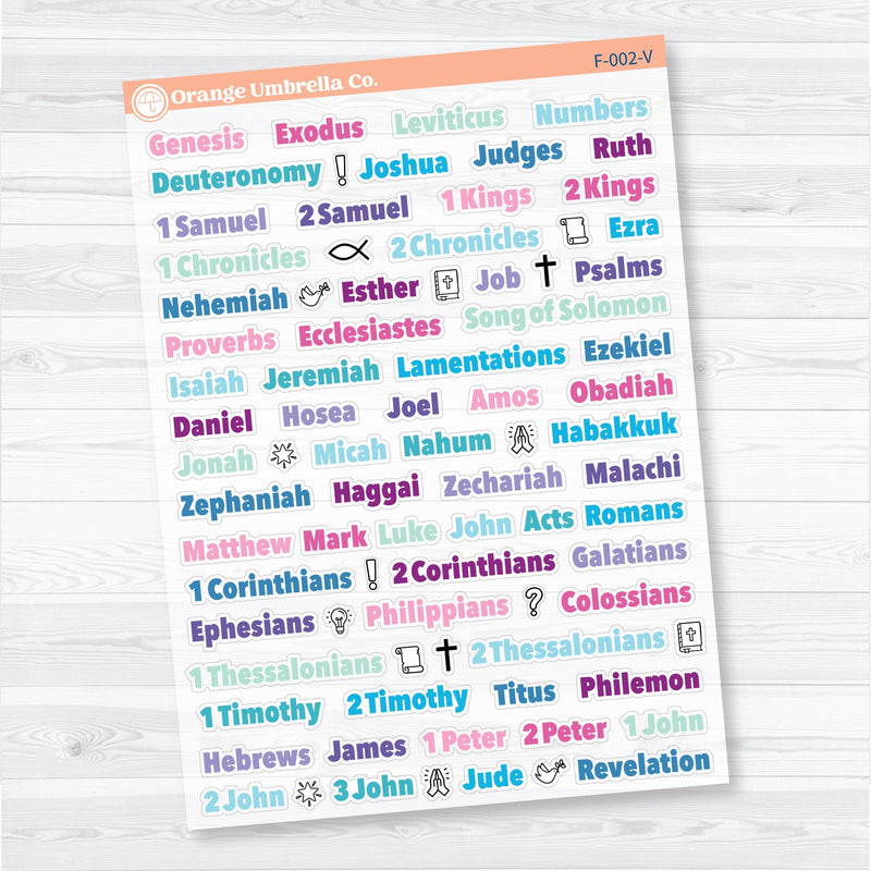Medium Books of the Bible | Bible Journaling or Planner Stickers | Faith Based Stickers | F-002-CM
