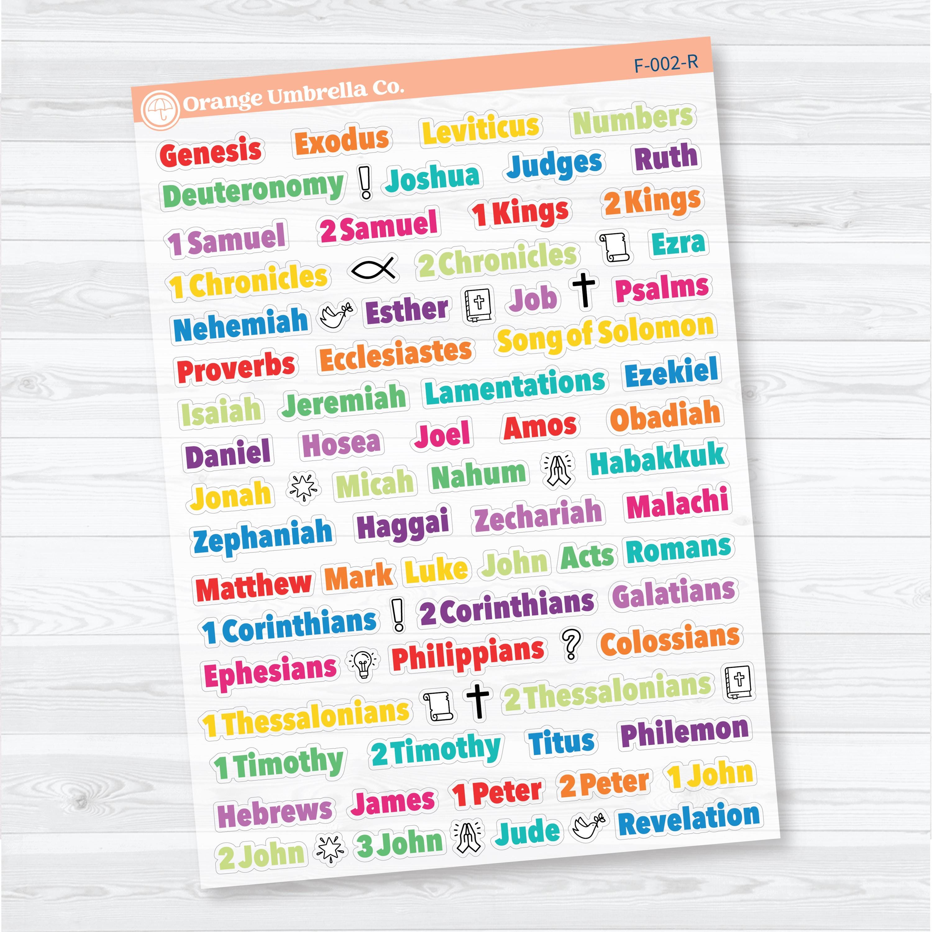 Medium Books of the Bible | Bible Journaling or Planner Stickers | Faith Based Stickers | F-002-CM