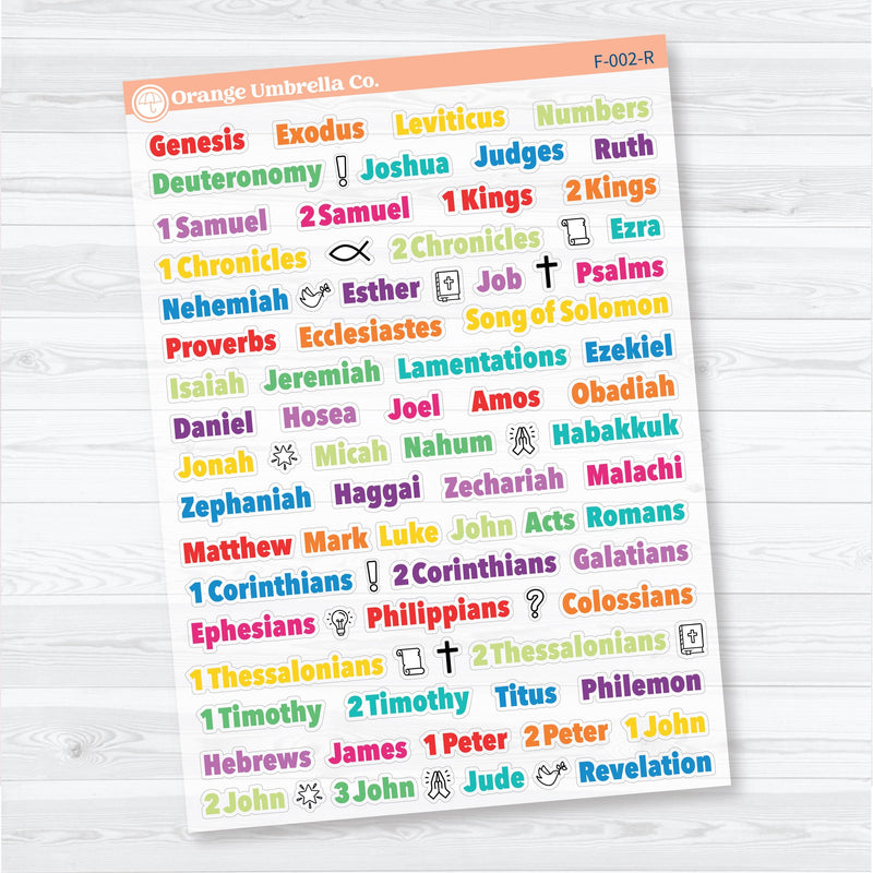 Medium Books of the Bible | Bible Journaling or Planner Stickers | Faith Based Stickers | F-002-CM