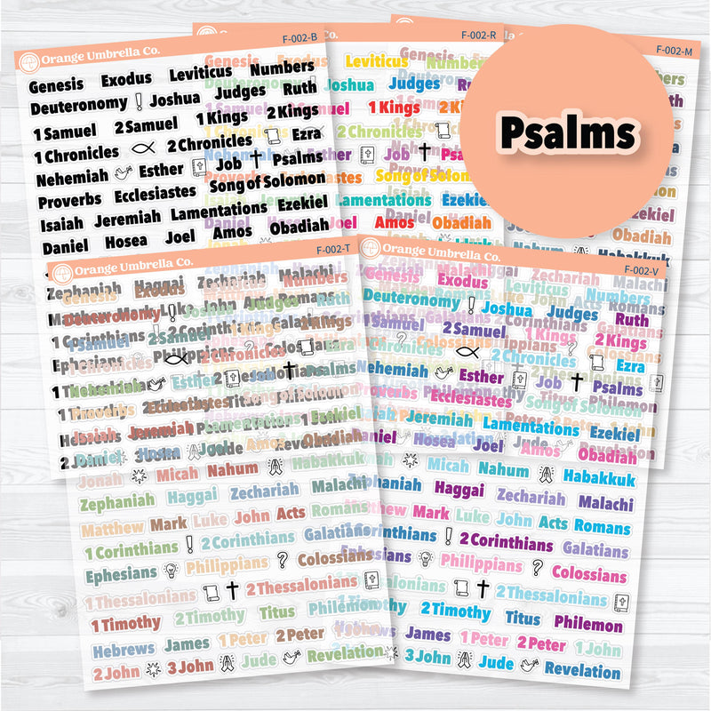 Medium Books of the Bible | Bible Journaling or Planner Stickers | Faith Based Stickers | F-002-CM