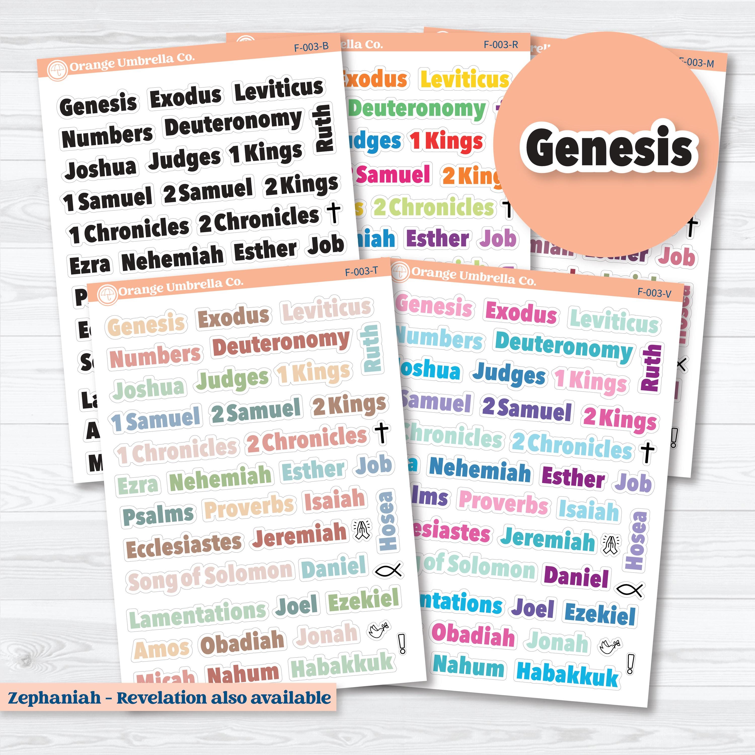 Genesis to Habakkuk Books of the Bible planner stickers — faith-based Old Testament stickers for Bible journaling and study
