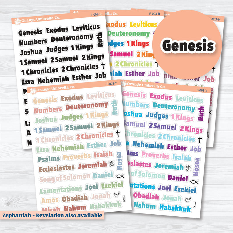 Genesis to Habakkuk Books of the Bible planner stickers — faith-based Old Testament stickers for Bible journaling and study
