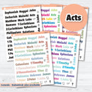 Zephaniah to Revelation Books of the Bible planner stickers — faith-based stickers with 31 New Testament books and icons for journaling and study