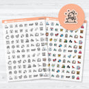 Clear matte January or Winter Icon planner stickers — transparent cozy seasonal icons with snowflakes, hot cocoa, and winter designs
