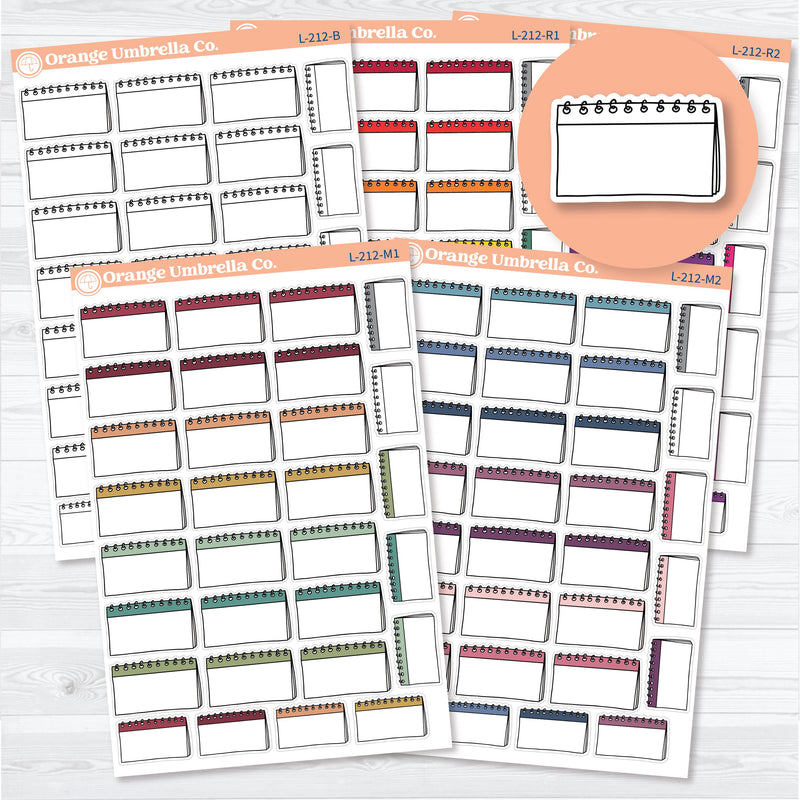 Doodled Notebook Label planner stickers — top spiral journaling boxes for Bible study, faith journaling, and creative planners