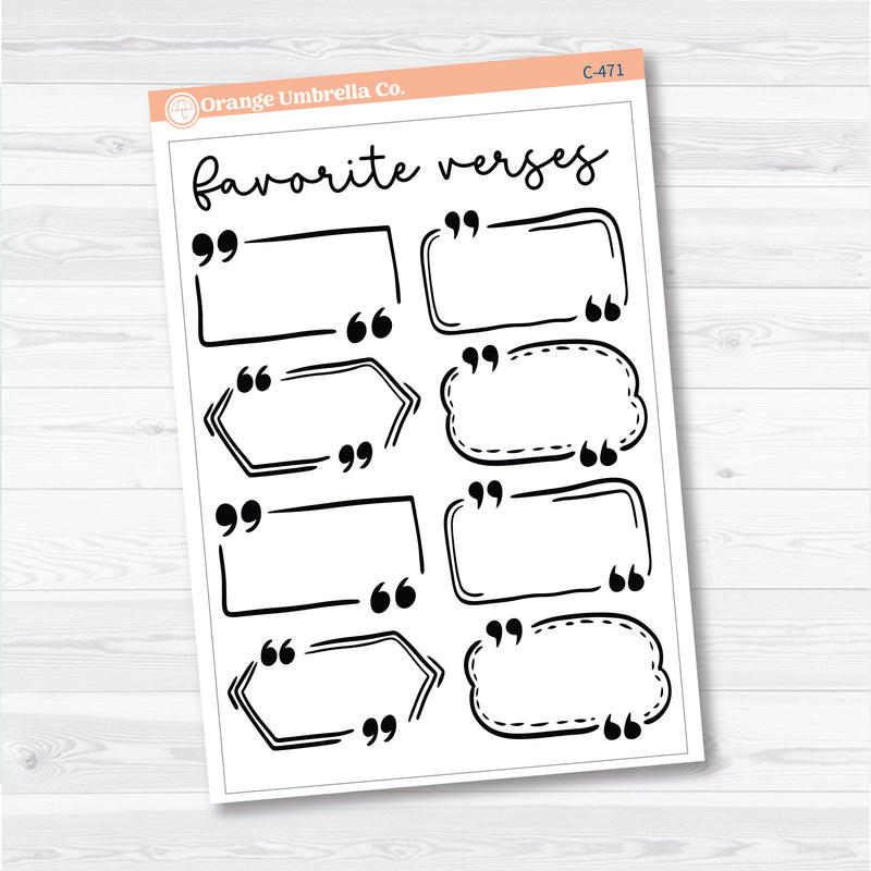 Favorite Bible Verses Dashboard | A5 or 7x9 Full Sheet Planner Stickers | C-471