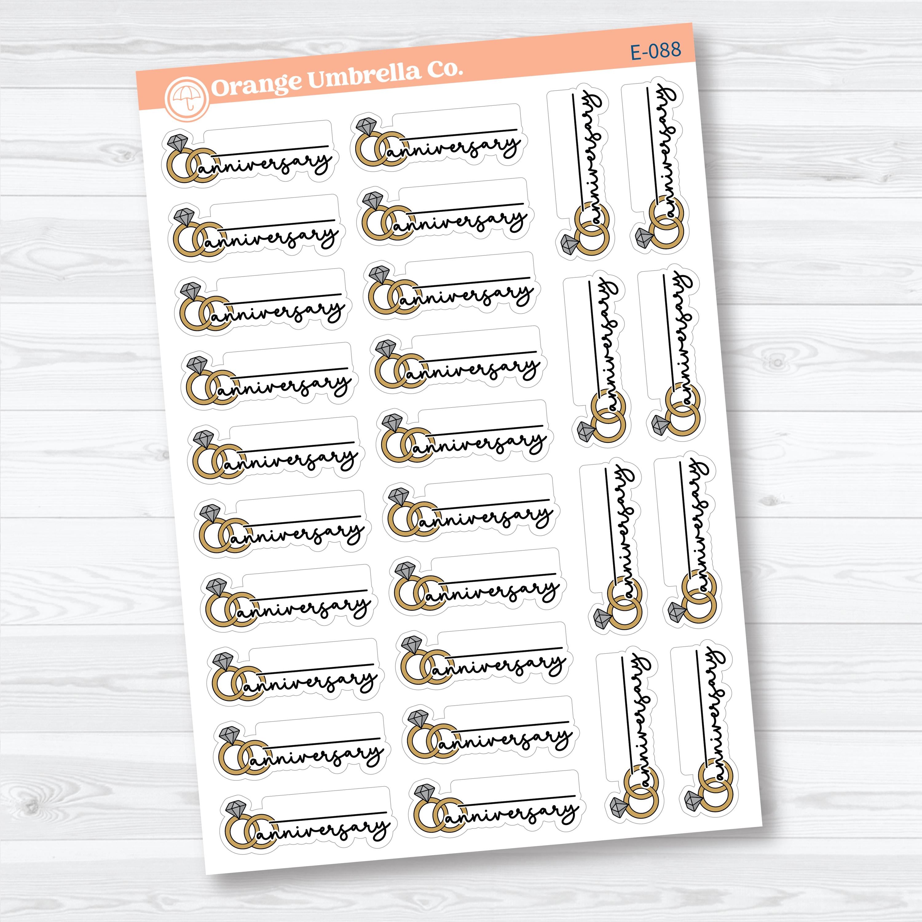 Fill-In Anniversary Labels | Event Planner Stickers | E-088