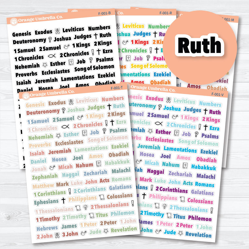Mini Books of the Bible planner stickers — faith-based stickers with all 66 books and icons for Bible journaling and study
