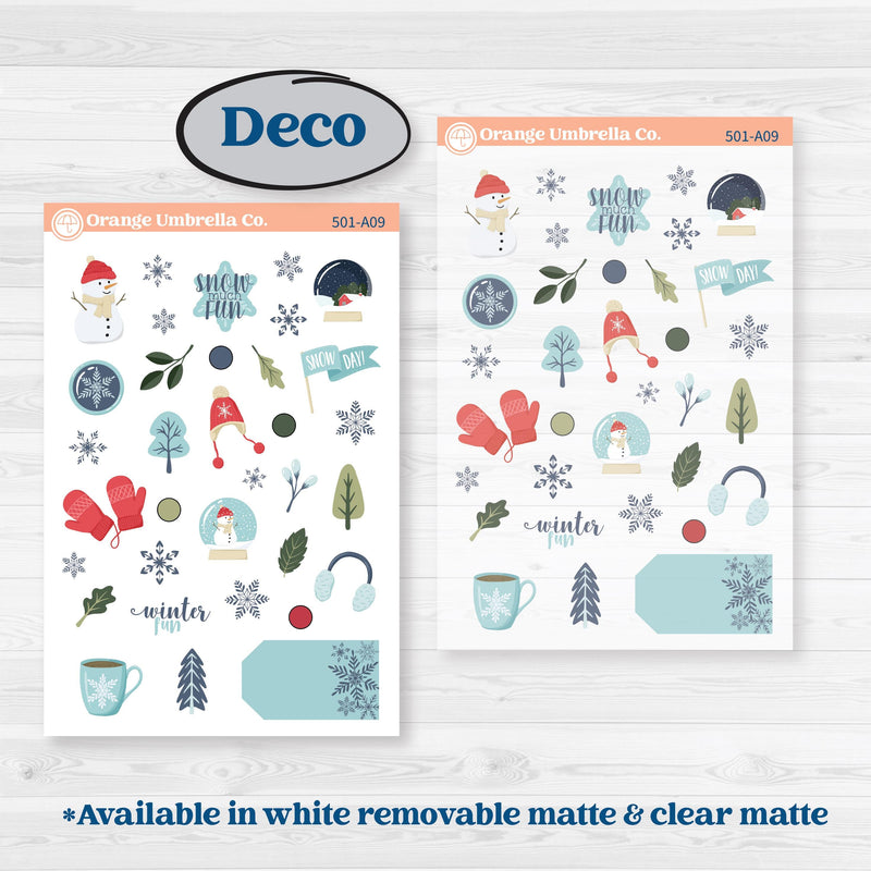 Winter Snowflake Kit | Weekly Sticker Kit for Vertical Planners like Erin Condren | Snow Problem | KIT-501-A