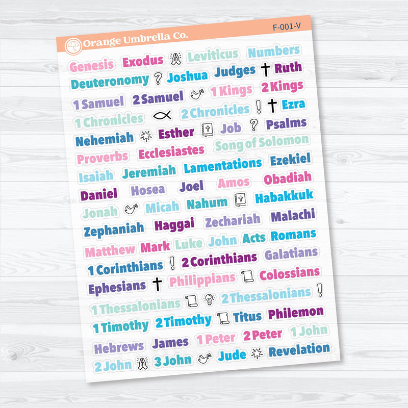 Mini Books of the Bible | Clear Matte | Faith Based Planner or Bible Journaling Stickers | F-001-CM