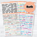 Clear matte Books of the Bible faith planner stickers — transparent Bible journaling stickers with 66 books and icons