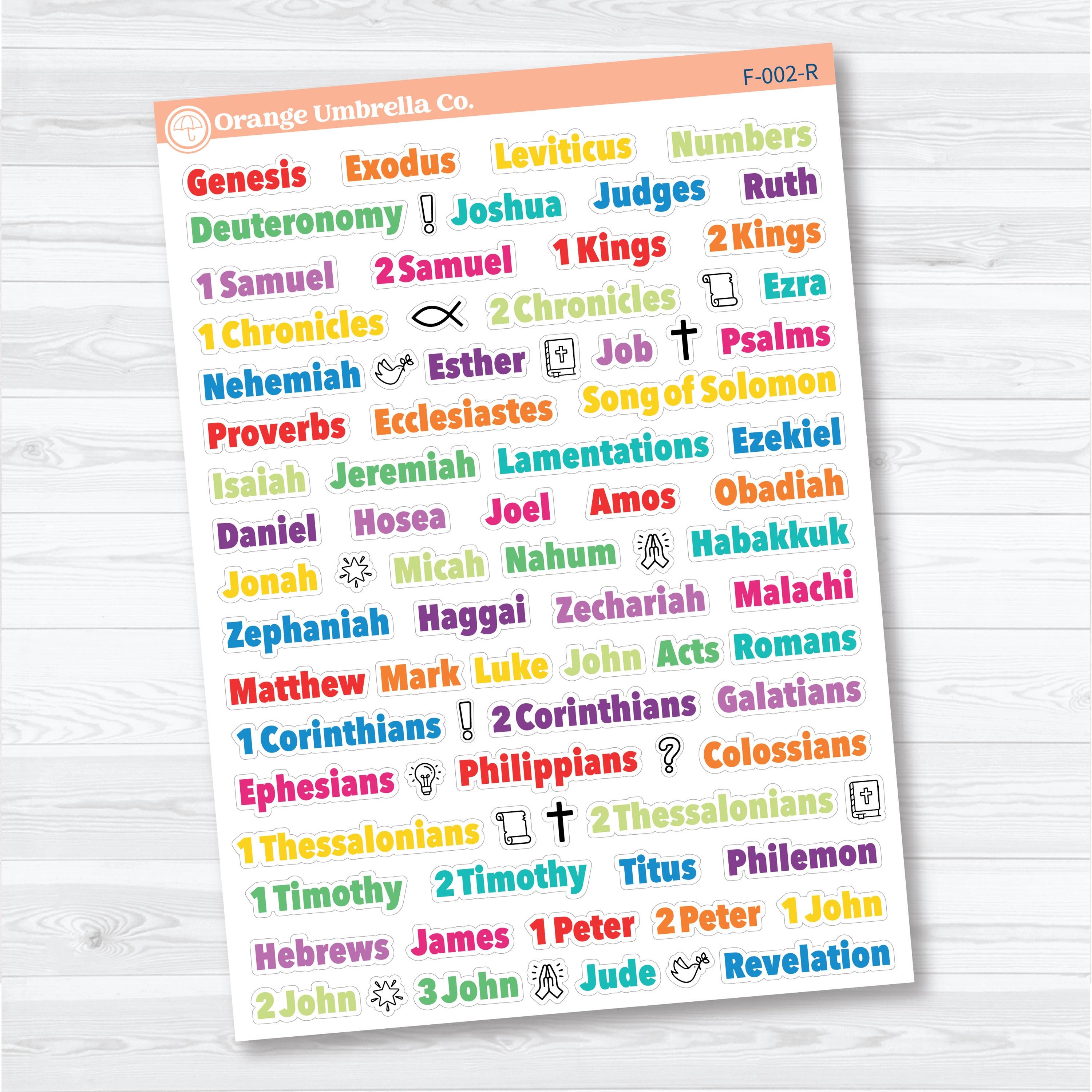 Medium Books of the Bible | Bible Journaling or Planner Stickers | Faith Based Stickers | F-002