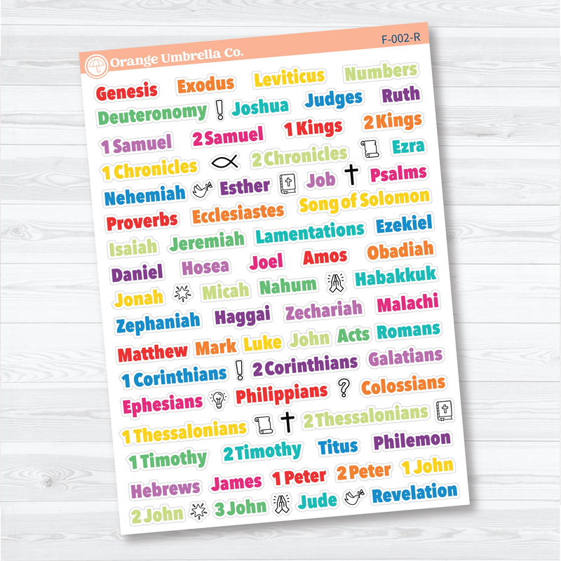 Medium Books of the Bible | Bible Journaling or Planner Stickers | Faith Based Stickers | F-002