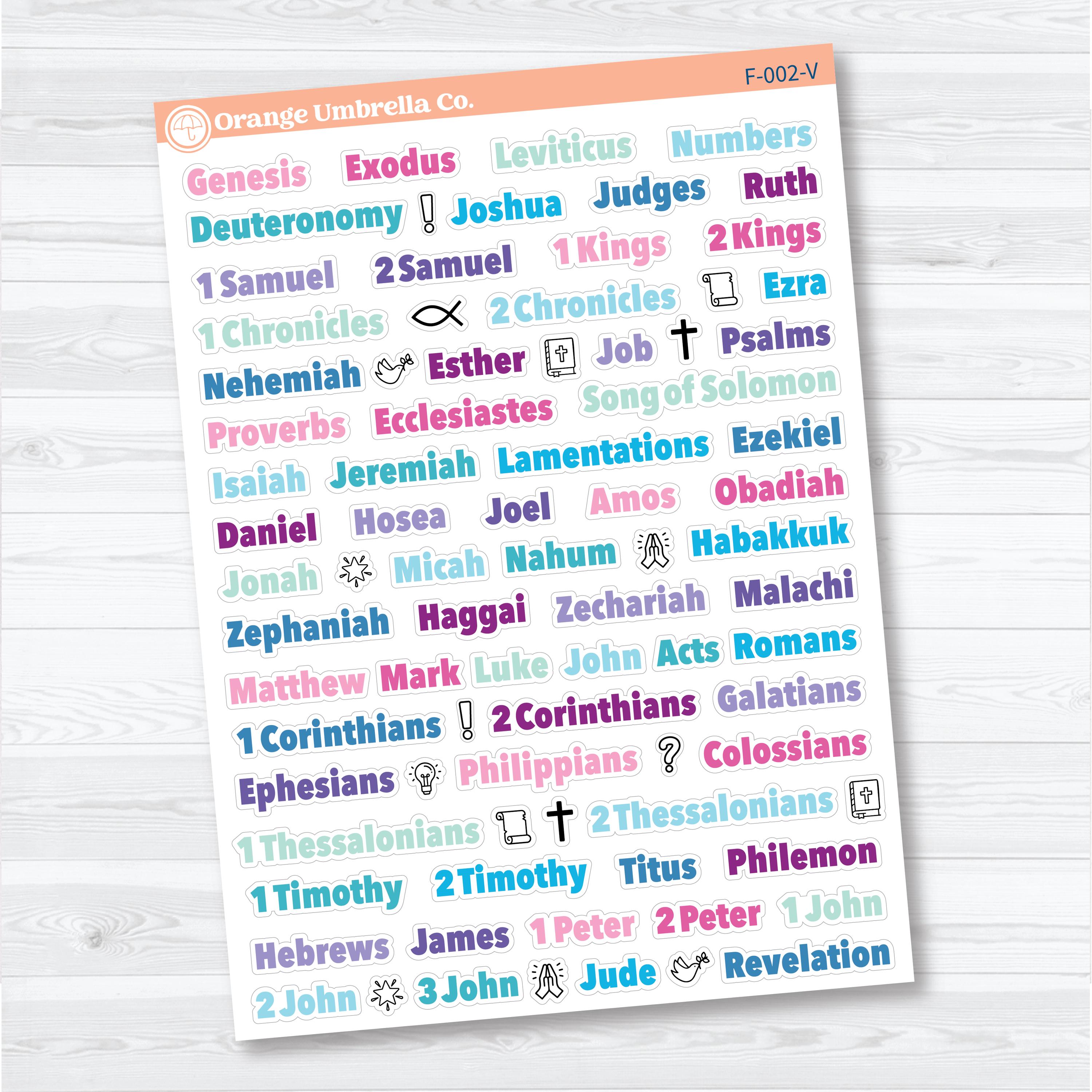 Medium Books of the Bible | Bible Journaling or Planner Stickers | Faith Based Stickers | F-002
