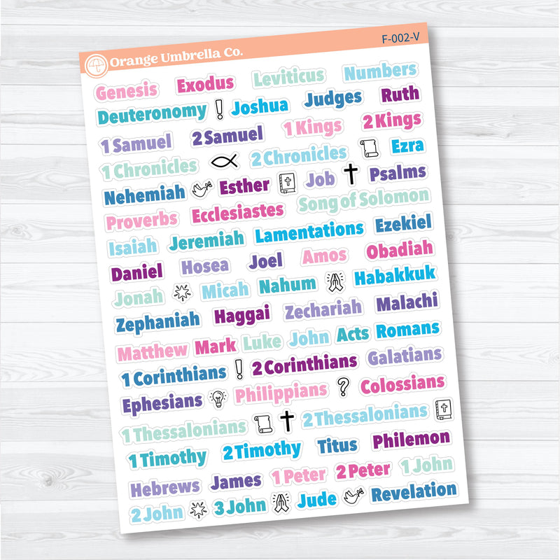 Medium Books of the Bible | Bible Journaling or Planner Stickers | Faith Based Stickers | F-002
