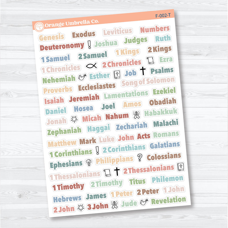 Medium Books of the Bible | Bible Journaling or Planner Stickers | Faith Based Stickers | F-002