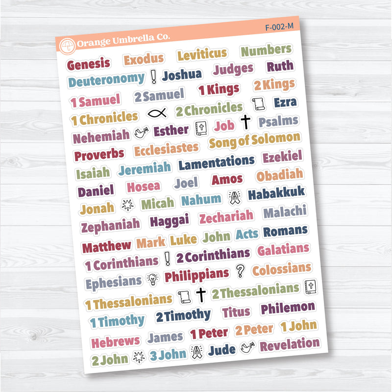 Medium Books of the Bible | Bible Journaling or Planner Stickers | Faith Based Stickers | F-002
