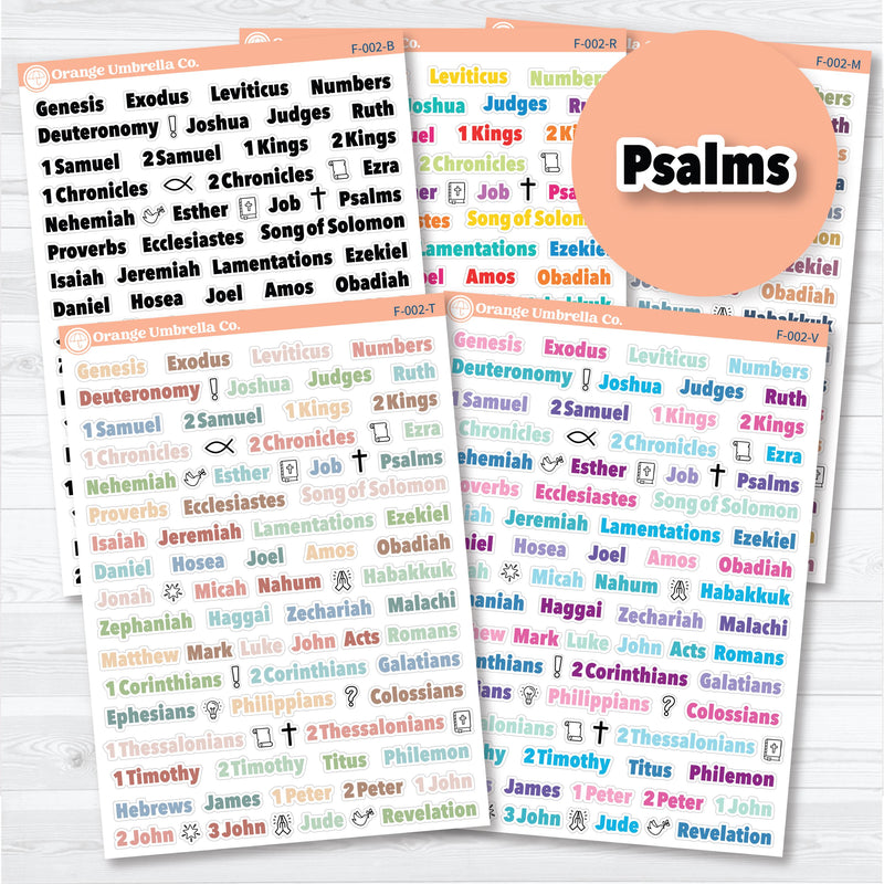 Medium Books of the Bible | Bible Journaling or Planner Stickers | Faith Based Stickers | F-002