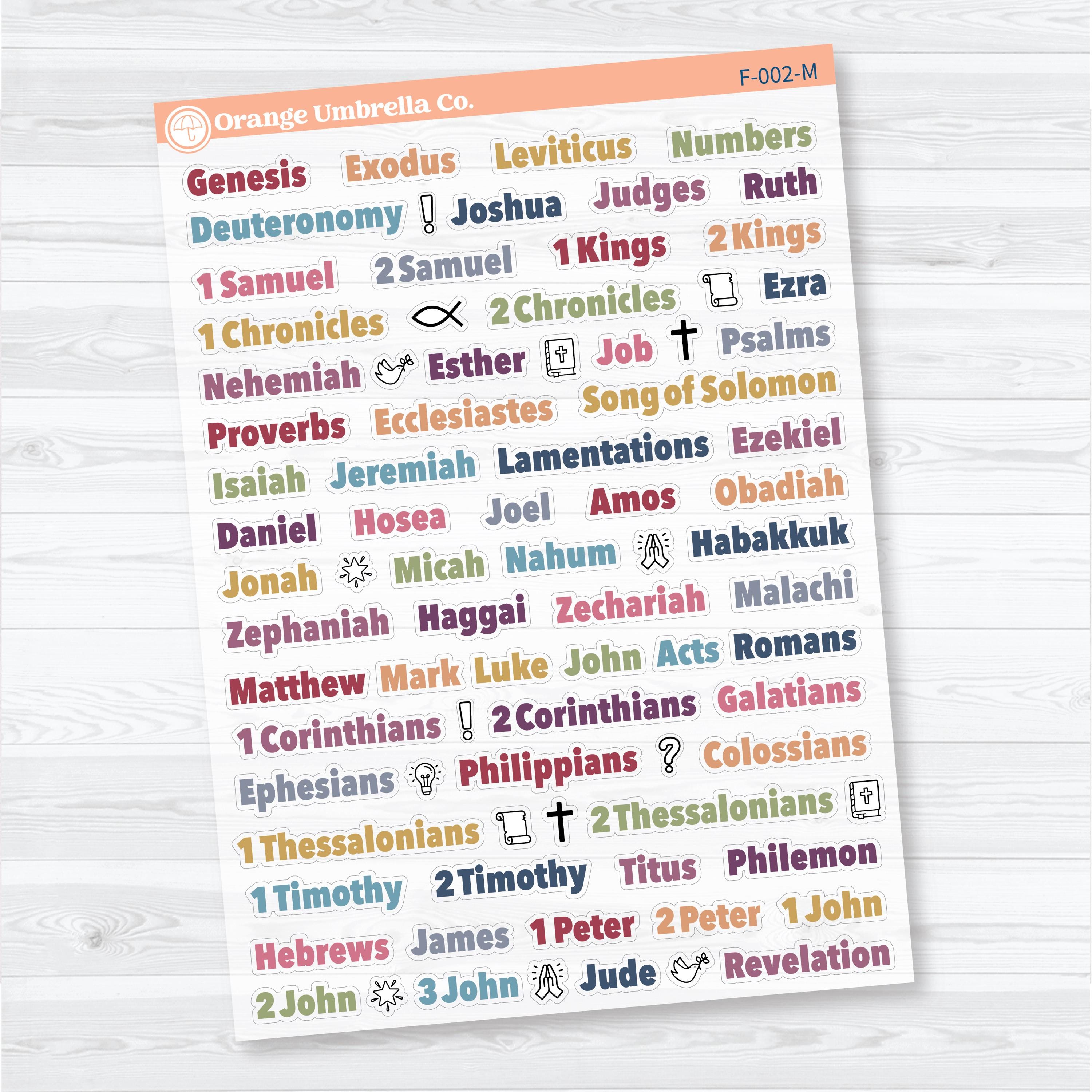 Medium Books of the Bible | Bible Journaling or Planner Stickers | Faith Based Stickers | F-002-CM