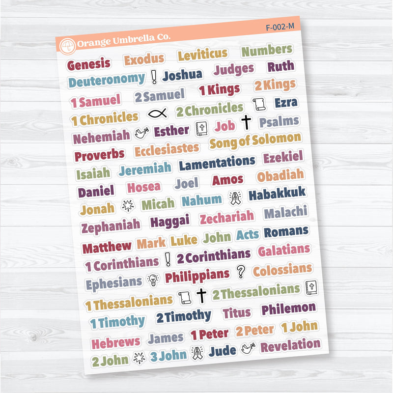 Medium Books of the Bible | Bible Journaling or Planner Stickers | Faith Based Stickers | F-002-CM