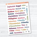 Zephaniah to Revelation Books of the Bible | Faith Based Planner or Bible Journaling Stickers | F-004
