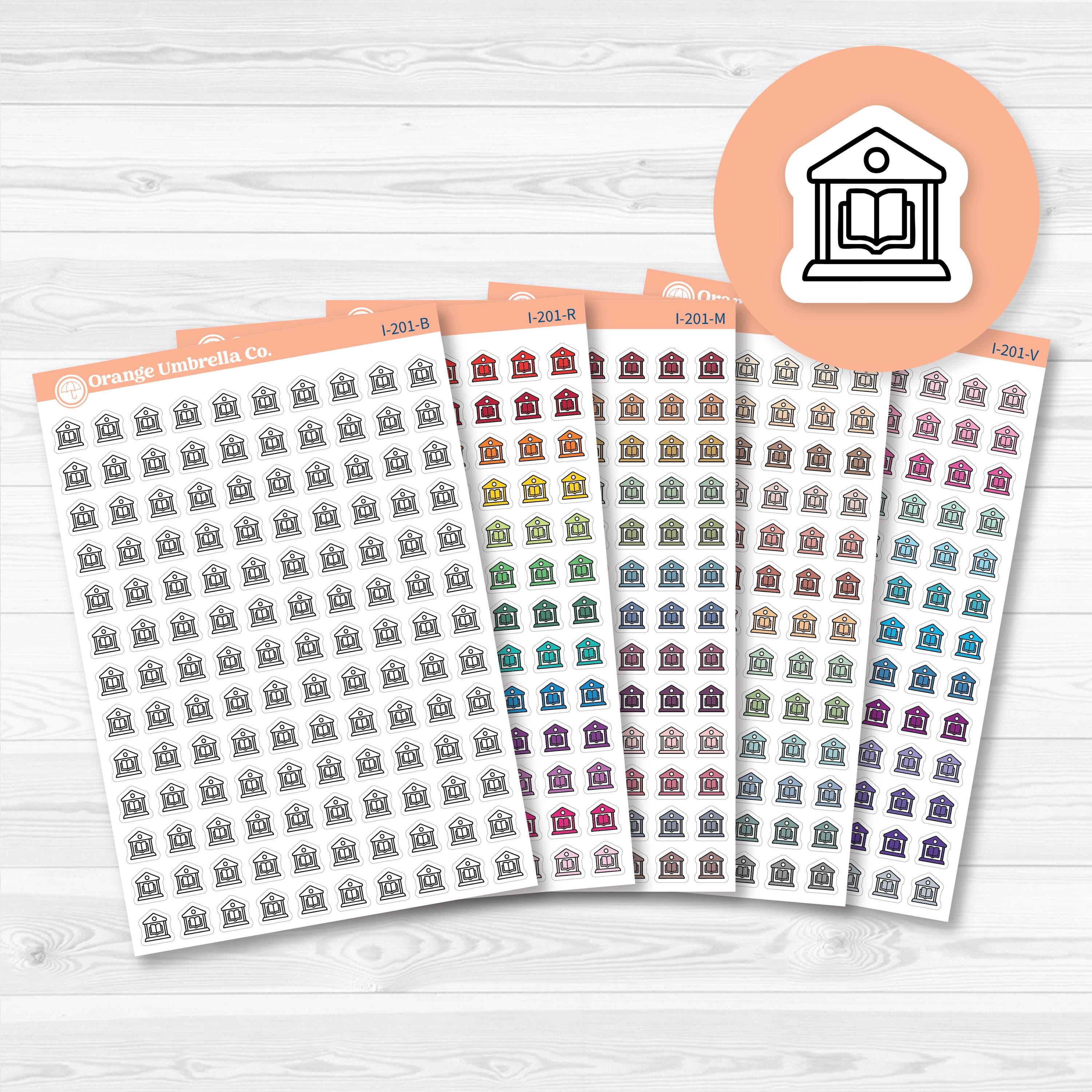 Library icon planner stickers — perfect for reading logs, study planners, and book tracking. Small and functional, ideal for journaling or organizing library days.
