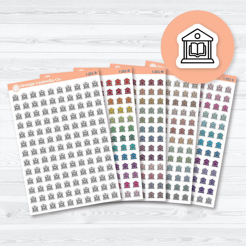 Library icon planner stickers — perfect for reading logs, study planners, and book tracking. Small and functional, ideal for journaling or organizing library days.
