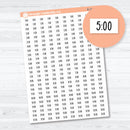 Hour and Half Hour Time Label planner stickers — F18 font daily schedule and appointment stickers for hourly and Hobonichi planners
