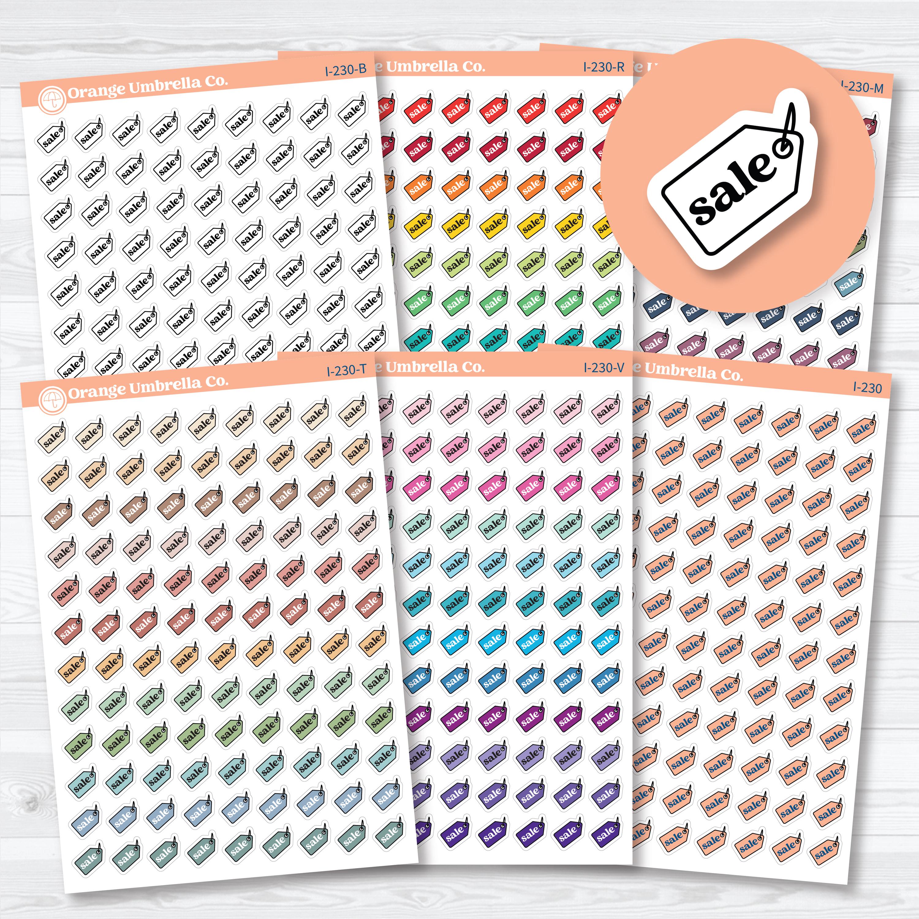  Hand Doodled Sale Icon planner stickers — functional doodle stickers for marking sales, budgeting, and shopping in planners or journals