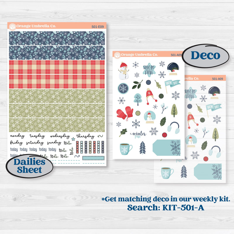 Winter Snowflake Kit | Hobonichi Cousin Weekly & Daily Planner Kit Stickers | Snow Problem | KIT-501-E