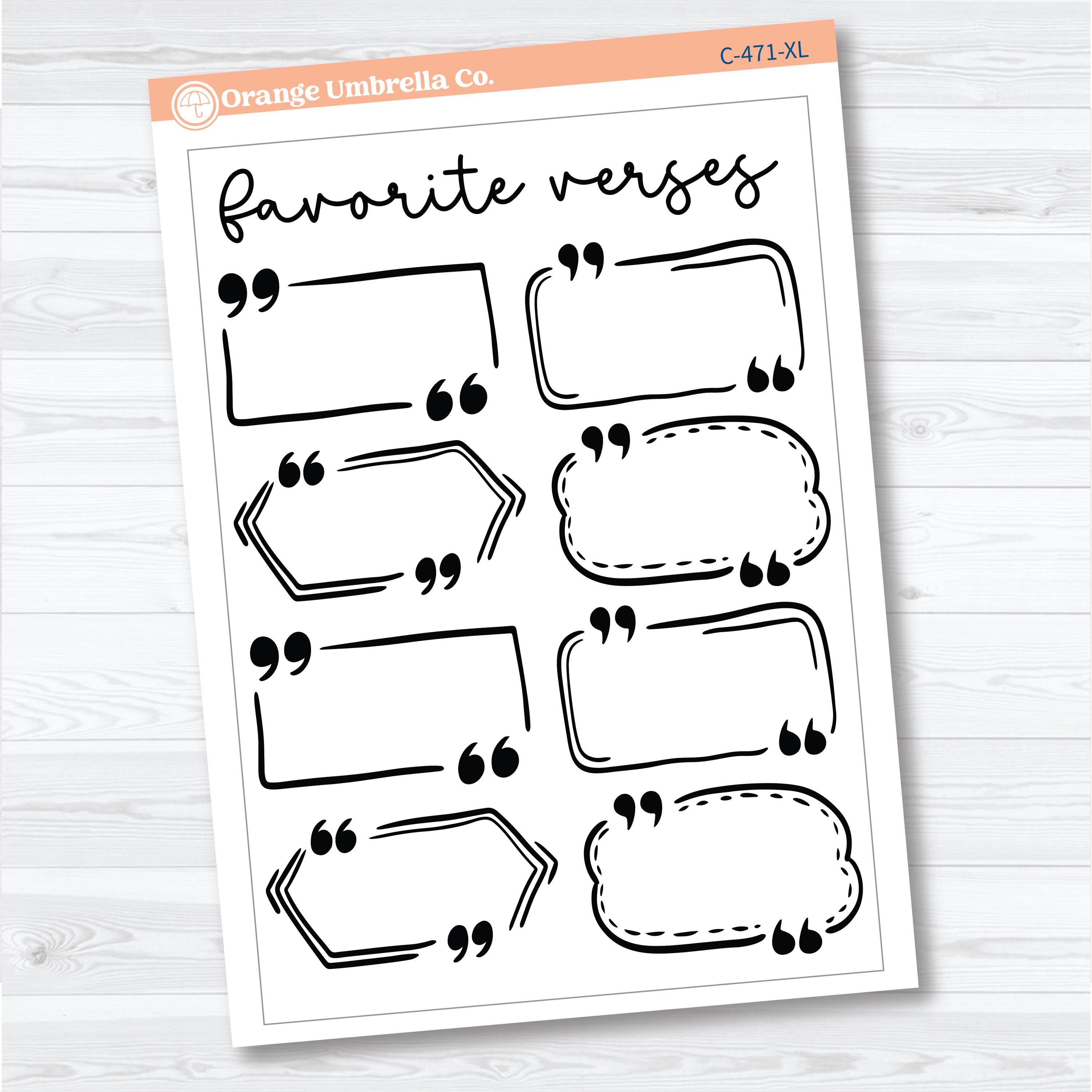 Favorite Bible Verses Dashboard | A5 or 7x9 Full Sheet Planner Stickers | C-471