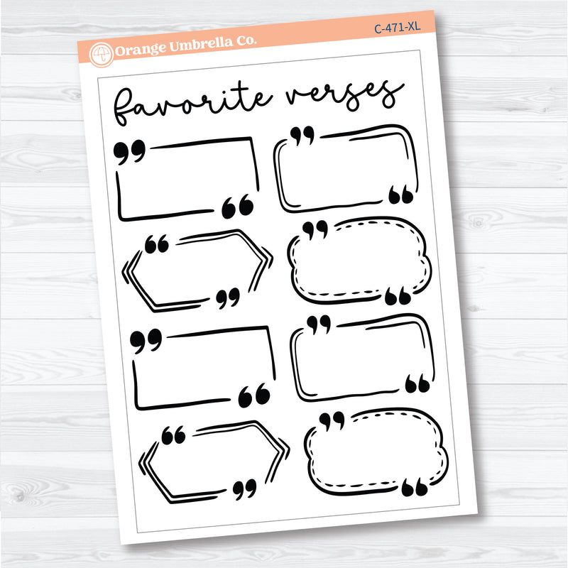 Favorite Bible Verses Dashboard | A5 or 7x9 Full Sheet Planner Stickers | C-471
