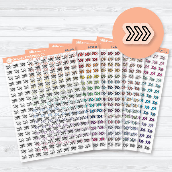 Clear Matte Micro Chevron Arrow Doo Dads planner stickers — tiny transparent arrow icons for minimal functional planning
