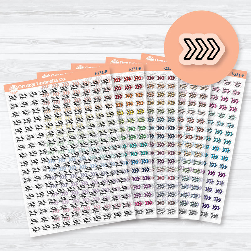 Clear Matte Micro Chevron Arrow Doo Dads planner stickers — tiny transparent arrow icons for minimal functional planning