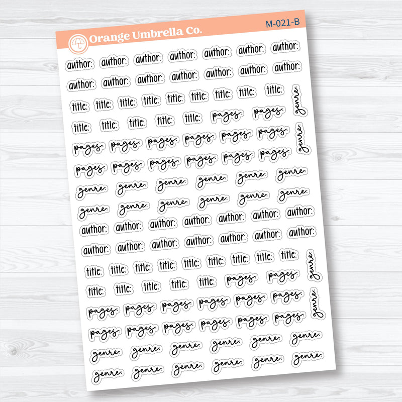 Reading Journal Note Sheet Builder | Planner Stickers | F18 | M-021-B & M-022-B