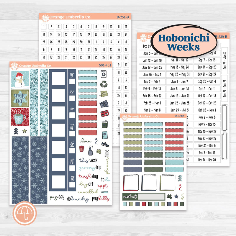 Winter Snowflake Kit | Hobonichi Weeks Weekly Planner Kit Stickers | Snow Problem | KIT-501-F