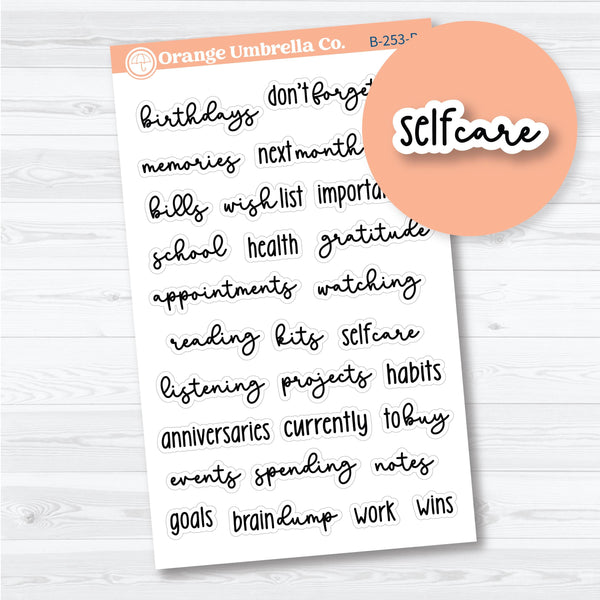 Dashboard Script Sampler Sheet planner stickers — Font 18 script stickers for productivity, dashboards, and monthly planner pages
