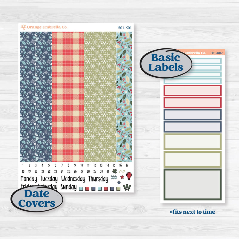 Winter Snowflake Kit | 7x9 Erin Condren Daily Duo Planner Kit Stickers | Snow Problem | KIT-501-K
