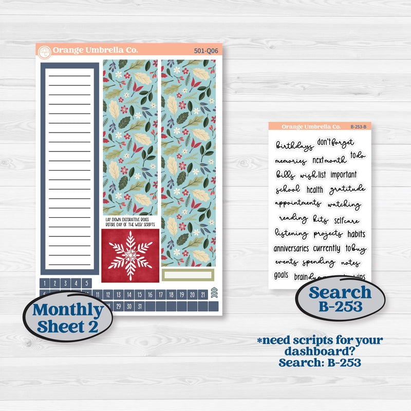 Winter Snowflake Kit | 7x9 Plum Monthly & Dashboard Planner Kit Stickers | Snow Problem | KIT-501-Q
