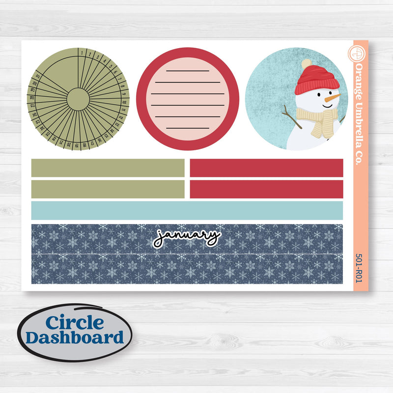 Winter Snowflake Kit | 8.5x11 Plum Monthly & Dashboard Planner Kit Stickers | Snow Problem | KIT-501-R