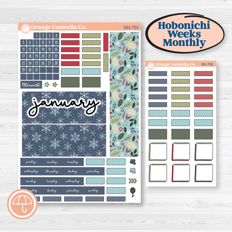 Winter Snowflake Kit | Hobonichi Weeks Monthly Planner Kit Stickers | Snow Problem | KIT-501-T