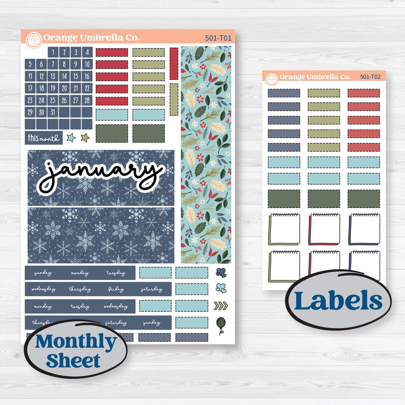 Winter Snowflake Kit | Hobonichi Weeks Monthly Planner Kit Stickers | Snow Problem | KIT-501-T