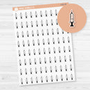 Clear matte syringe icon planner stickers in assorted colors, transparent medical tracking sheet for health and wellness planners.
