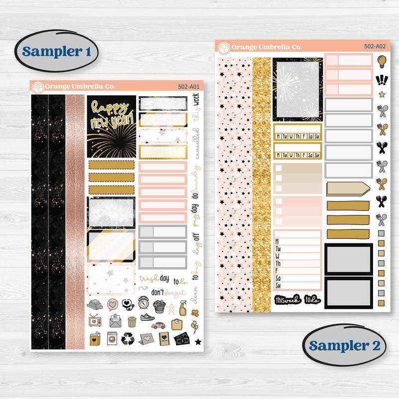 New Year’s Day Kit | Weekly Sticker Kit for Vertical Planners like Erin Condren | All That Glitters | KIT-502-A