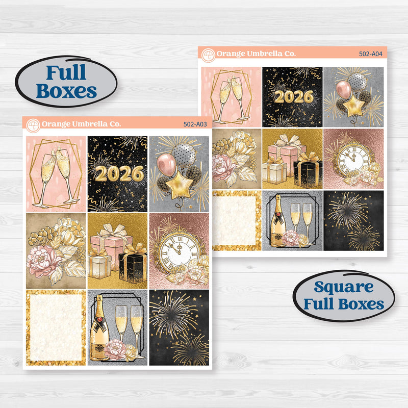 New Year’s Day Kit | Weekly Sticker Kit for Vertical Planners like Erin Condren | All That Glitters | KIT-502-A