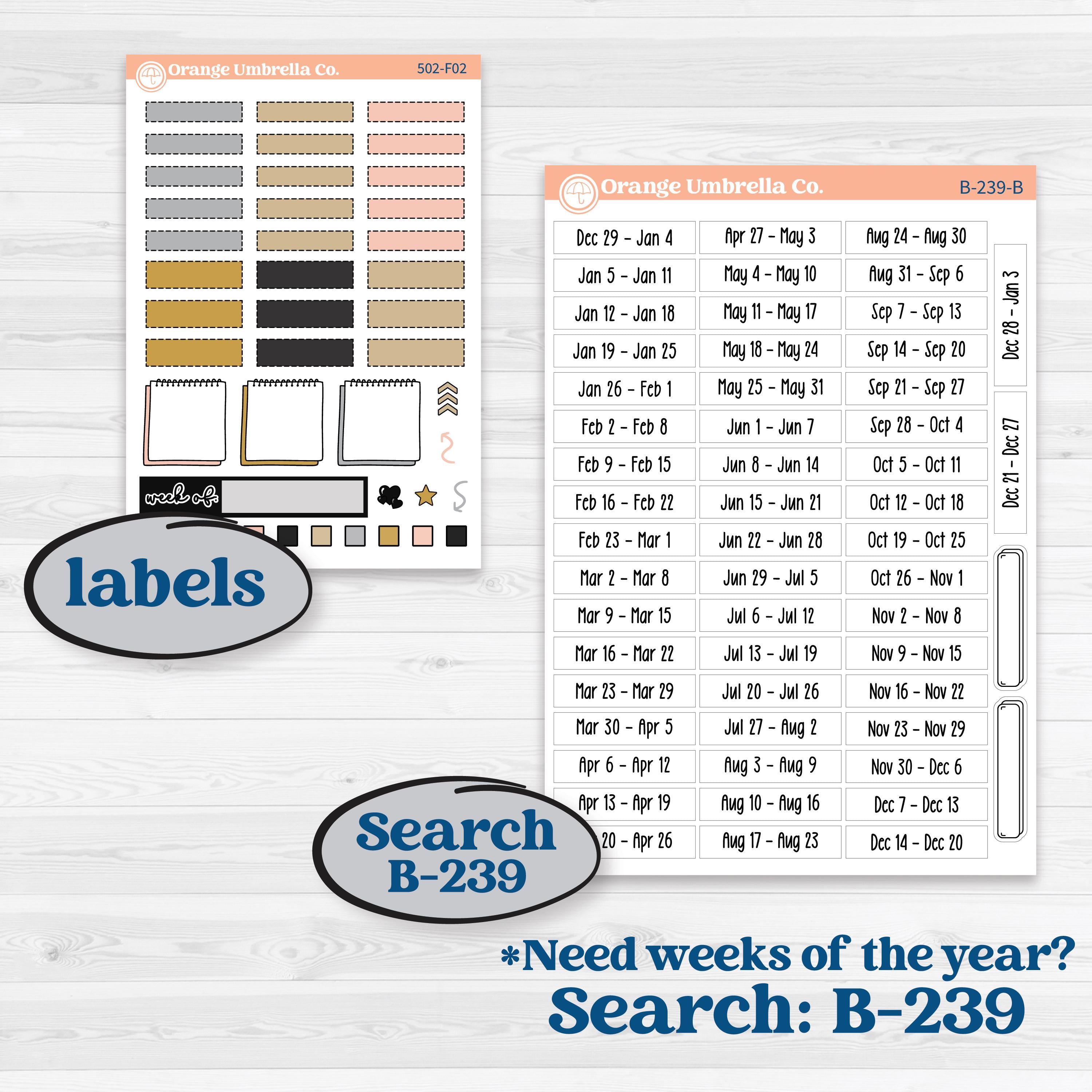 New Year’s Day Kit | Hobonichi Weeks Weekly Planner Kit Stickers | All That Glitters | KIT-502-F