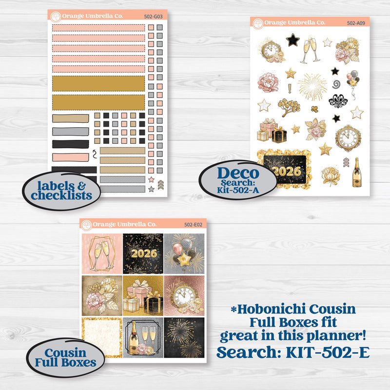 New Year’s Day Kit | Erin Condren Weekly Dashboard Planner Kit Stickers | All That Glitters | KIT-502-G