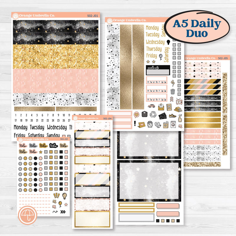 New Year’s Day Kit | A5 Daily Duo Planner Kit Stickers | All That Glitters | KIT-502-J