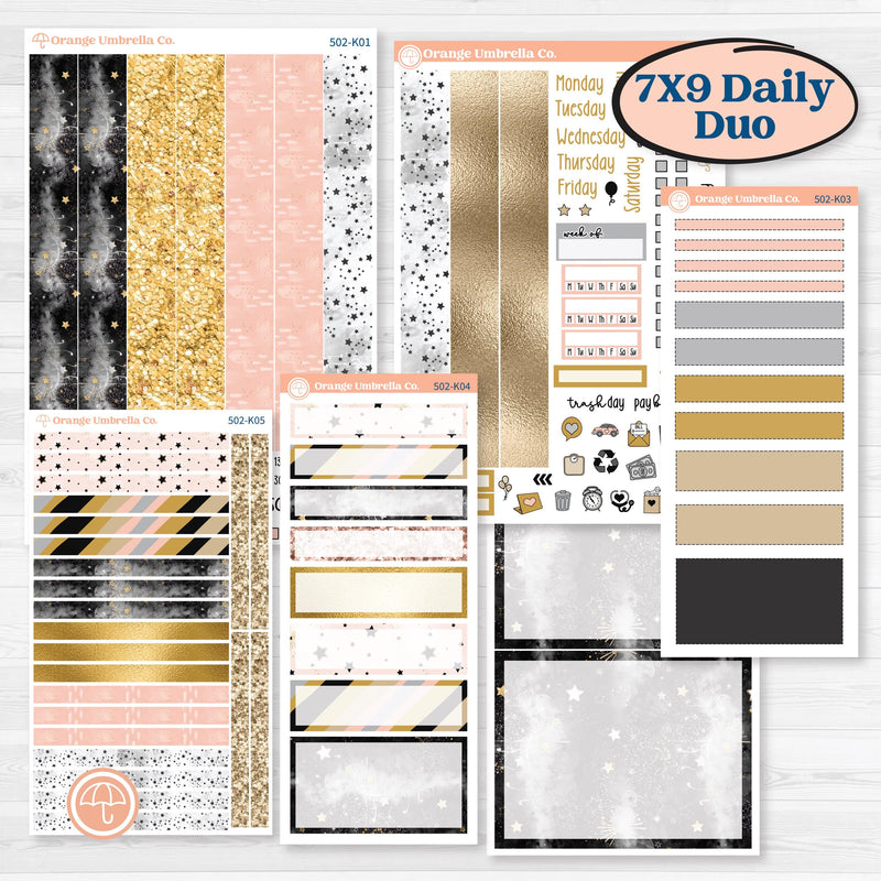 New Year’s Day Kit | 7x9 Erin Condren Daily Duo Planner Kit Stickers | All That Glitters | KIT-502-K